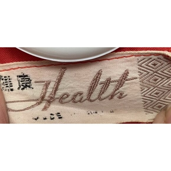 Vintage Mens Bathrobe Health Robe Embroidered Kimono Red with Tie Asian - Picture 5 of 8